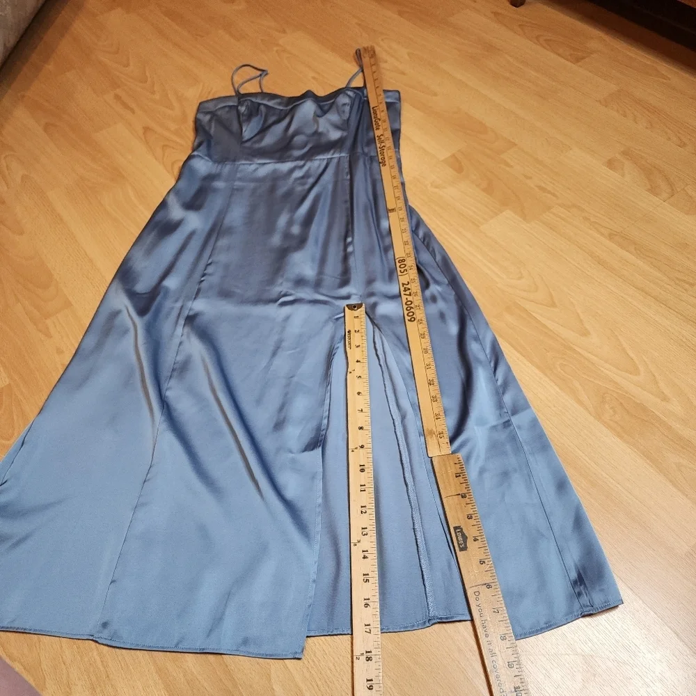 NWT Abercrombie Camille Blue Satin Smocked‎ Sleeveless Midi Dress Size MP